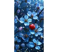 Senyanr Peinture Diamant Adulte gouttes de pluie fleurs bleues 30x70cm,5D carré Diamond Painting Kit pour adulte débutant Bricolage diamond art Point de Croix Cristal painting,Maison Murale Decor