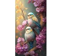 Senyanr Peinture Diamant Adulte Printemps Fleurs Oiseaux 40x90cm,5D Ronde Diamond Painting Kit pour adulte débutant Bricolage diamond art Point de Croix Cristal painting,Maison Murale Decor