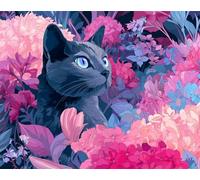 Senyanr Peinture Numero Adulte Chat gris,Bricolage peinture Acrylique par numéros kits pour Débutants,Paint by Numbers kit Pour Décoration d'intérieur,sans Cadre 20x30cm