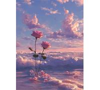 Senyanr Peinture par Numero Adulte avec Cadre,Plage Roses peinture à l’huile par Numéros pour Débutants,DIY Peinture Acryliques numero sur Toile pour Décoration Maison Cadeaux 20x26inch