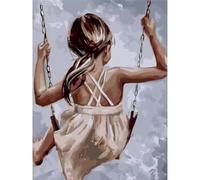 Senyanr Peinture par Numéro Adulte Frameless,DIY Fille de balançoire Paint by Numbers avec Pinceaux et Peintures Acryliques,Toile peinture à l'huile Artisanat pour Décoration Murale Maison 12x16inch