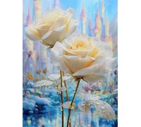 Senyanr Peinture par Numero Adulte sans Cadre,Roses Neige peinture à l’huile par Numéros pour Débutants,DIY Peinture Acryliques numero sur Toile pour Décoration Maison Cadeaux 22x28inch