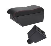 Senyoi Accoudoir pour Renault Logan pour Dacia pour dokker pour Sandero de voiture Boîte Surface incurvée en cuir Installation simple(A1 Black red 7USB)
