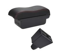 Senyoi Accoudoir pour Renault Logan pour Dacia pour dokker pour Sandero de voiture Boîte Surface incurvée en cuir Installation simple(B1 Black red 3USB)