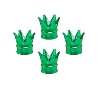 SENZEAL 4Pcs Bouchons de Tige de Valve de Pneu Couronne Bouchon Valve Pneu Voiture Universel Alliage d'Aluminium Antipoussière Bouchon Roue Voiture pour Voitures Vélos Camions Motos (Vert)
