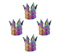 SENZEAL 4Pcs Bouchons de Tige de Valve de Pneu Couronne Bouchon Valve Pneu Voiture Universel Alliage d'Aluminium Antipoussière Bouchon Roue Voiture pour Voitures Vélos Camions Motos (Coloré)