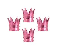 SENZEAL 4Pcs Bouchons de Tige de Valve de Pneu Couronne Bouchon Valve Pneu Voiture Universel Alliage d'Aluminium Antipoussière Bouchon Roue Voiture pour Voitures Vélos Camions Motos (Rose)