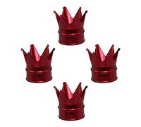SENZEAL 4Pcs Bouchons de Tige de Valve de Pneu Couronne Bouchon Valve Pneu Voiture Universel Alliage d'Aluminium Antipoussière Bouchon Roue Voiture pour Voitures Vélos Camions Motos (Rouge)