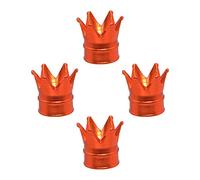 SENZEAL 4Pcs Bouchons de Tige de Valve de Pneu Couronne Bouchon Valve Pneu Voiture Universel Alliage d'Aluminium Antipoussière Bouchon Roue Voiture pour Voitures Vélos Camions Motos (Orange)
