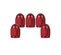 SENZEAL 5 Pièces Bouchon Valve Pneu Voiture Bullet Style Aluminium Universel Bouchon de Tige de Valve pour Voitures Vélos Camions Motos Rouge