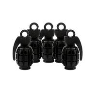 SENZEAL 5pcs Grenade Bomb Tire Valve Caps en Alliage D'aluminium Roue Air Tige Casquettes De Poussière Noir