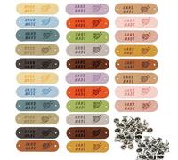SenZee Lot de 30 étiquettes faites à la main avec amour en cuir synthétique avec rivets pour articles tricotés à la main, chapeaux, vêtements