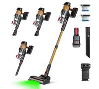 SENZONE Aspirateur Balai sans Fil,500W/37Kpa/45min Aspirateur sans Fil,Brosse Sol Anti-Emmêlement, Écran LED,Tube Pliable,Aspire Poils Animaux, pour Sols Durs et Voiture(Orange,F500)