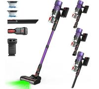 SENZONE Aspirateur Balai sans Fil,500W/37Kpa/45min Aspirateur sans Fil,Brosse Sol Anti-Emmêlement, Écran LED,Tube Pliable,Aspire Poils Animaux, pour Sols Durs et Voiture(Noir+Violet,F500-2)
