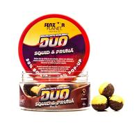 Senzor Planet Duo Boilies pour Carpe, Mélange de Deux Couleurs Jaune et Marron, 16-20 mm, 150g, saveur de Calamar et de Prune, Semi-Flottantes