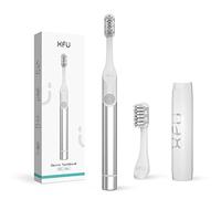 Seogo brosse à dent électrique, brosse a dent electrique brosse a dent voyage adultes brosse à dents sonique électrique à piles avec 2 têtes de brosse IPX7 minuterie 2 minutes, Argent