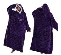 Seogva Couverture à capuche portable extra longue, Sweat-shirt couverture surdimensionné pour femmes et hommes, Sweat-shirt à capuche super chaud et confortable avec manches et poche géante, Violet