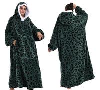 Seogva Couverture à Capuche Portable Extra Longue, Sweat-shirt Couverture Surdimensionné pour Femmes et Hommes, Sweat-shirt à Capuche Super Chaud et Confortable avec Manches et Poche Géante, Vert