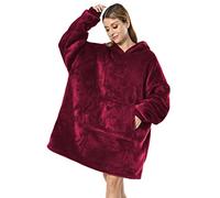 Seogva Sweat-shirt à capuche sherpa surdimensionné, couverture sweat-shirt à capuche portable ultra douce, chaude et confortable, taille unique pour hommes, femmes, filles, garçons, amis - Rouge