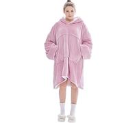 Seogva Sweat-shirt à capuche sherpa surdimensionné, couverture sweat-shirt à capuche portable ultra douce, chaude et confortable, taille unique pour hommes, amis - Rose - Taille Unique