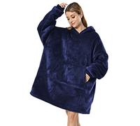 Seogva Sweat-shirt à capuche sherpa surdimensionné, couverture sweat-shirt à capuche portable ultra douce, chaude et confortable, taille unique pour hommes, femmes, filles, garçons, amis - Bleu