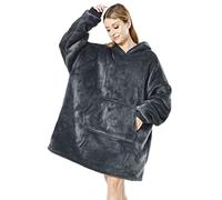 Seogva Sweat-shirt à capuche sherpa surdimensionné de type couverture ultra doux, chaud et confortable pour hommes et femmes, garçons et filles Taille unique, gris foncé, taille unique