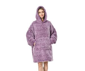 Seogva Sweat-shirt à capuche sherpa surdimensionné de type couverture ultra doux, chaud et confortable pour hommes et femmes, garçons et filles Taille unique, Violet et blanc., taille unique