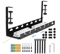 seOSTO Cable Management, Range Cable Bureau Rétractable de 28,5cm à 55cm, Plateau de Gestion des Câbles de Bureau, Rangement Cable Bureau, Câble Management