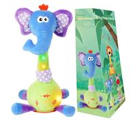 seOSTO Dancing Éléphant Musicale Chantante Jouet Éléphant Dansant et Torsadé, Jouet Interactif Lumineux et Chantant Enregistrement Et Répétition De Ce Que Vous Dites, Cadeaux pour Garçons Et Filles