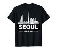 Seoul Cityscape Corée du Sud Skyline Rétro Coréen Vintage T-Shirt