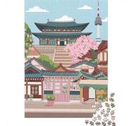 Seoul Cityscape with Traditional Architecture De Puzzle en Bois | Pour un loisir concentré : ce puzzle adulte 1000 pièces offre une activité classique pour les adultes.