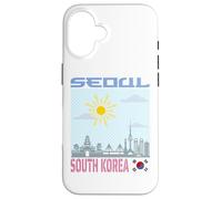 Seoul Corée du Sud Skyline Drapeau coréen Art Graphique Dessin Coque pour iPhone 16