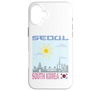 Seoul Corée du Sud Skyline Drapeau coréen Art Graphique Dessin Coque pour iPhone 16 Plus