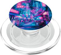 Seoul Night Street Vibrant Blossoms Cyberpunk Korean Art PopSockets PopGrip pour MagSafe