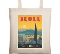 Seoul South Korea Sac fourre-tout minimaliste en coton écologique Beige