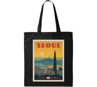 Seoul South Korea Sac fourre-tout minimaliste en coton écologique Noir, Noir , Taille unique