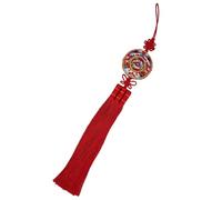 Seoulful Vintage Five Blessings Coréen Norigae - Breloque traditionnelle brodée pivoine, cerf et grue (rouge)