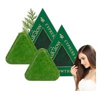 SeoulGlow Cypress Leaf Hair Growth Soap, Nature Triangle Shampoo Bar, Green Shampoo Bar, Usman Grass hampoo ar, Calming & Strengthens Hair (2 Pcs)