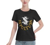 Sep-ULT*urá Band T-shirt standard à manches courtes en coton pour femme - T-shirt classique Rock Band - Haut graphique décontracté pour les fans de musique en métal et les vêtements de concert