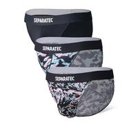 Separatec Slip Homme Double Poche Rayonne Bambou sous Vetement Stretch Respirants Doux Sexy Slips Strings Motif Imprimé Faible Hauteur Maintien Optimal Bikinis Lot de 3 M
