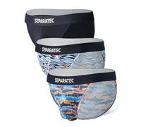 Separatec Slip Homme Double Poche Rayonne Bambou sous Vetement Stretch Respirants Doux Sexy Slips Strings Motif Imprimé Faible Hauteur Maintien Optimal Bikinis Lot de 3 L
