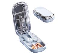 Séparateur de comprimés pour grands et petits comprimés - Pour médicaments vitaminés en un demi-quart - 8,5 x 4,5 x 2,3 cm - Blanc/gris/bleu/noir