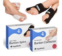 Séparateur De Doigt Et Orthèse De Nuit Yogamedic Calage Correcteur Hallux, Kit 4 Séparateurs Silicone Élastique Et 4 Attelles