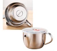 Séparateur de graisse à double bec en acier inoxydable - Filtre à huile de cuisine - Filtre à graisse - Séparateur d'huile - Poignée résistante à la chaleur - Passe au lave-vaisselle - Taille : 13,8 x