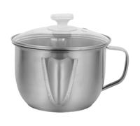 Séparateur de Graisse Argenté en Acier Inoxydable, avec Couvercle | Bol de Séparation Huile Eau, Double Bec Verseur, Nettoyage Facile, pour Cuisines et Restaurants