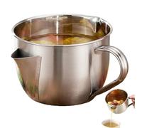 Séparateur de graisse avec double bec verseur - Poignée anti-brûlure - Séparateur de sauce en acier inoxydable pour ragoûts, bouillons de viande et soupe de poisson