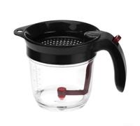 Séparateur de graisse avec évacuation de fond et passoire - 4 tasses pour sauces saines - Séparateur de graisse résistant à la chaleur avec échelle de mesure pour la cuisine