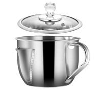 Séparateur De Graisse Inox, Séparateur De Graisse De Cuisine Pour Écumer Les Graisses Des Sauces Et Des Soupes, Avec Couvercle En Verre Visuel 1200 Ml