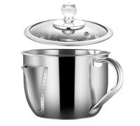 Séparateur de graisses, séparateur d'huile et de sauce en acier inoxydable avec couvercle passoire, bol discret multifonction pour soupe, bouillon, bouillon et cuisine de cuisine, 15 x 9 x 9 cm