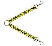 Séparateur de laisse pour chien avec citation « Caution I Bite with Dog Growl » Jaune/noir 30,5 cm de long 2,5 cm de large
